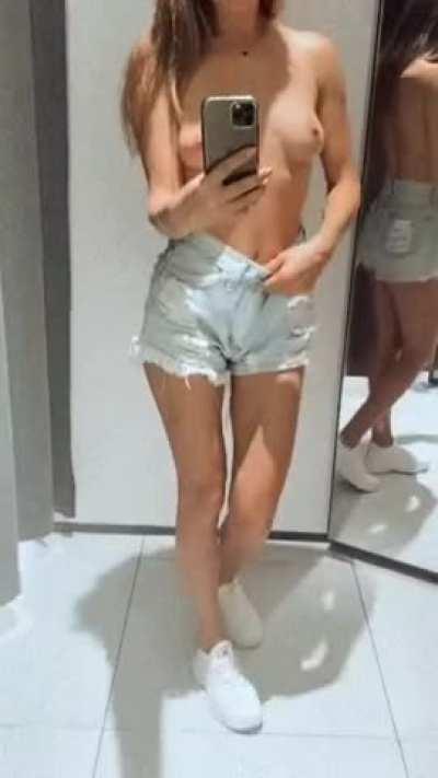 Woman's fiiting rooms were occupied and I was allowed to use men's