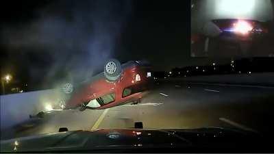 Idiot cop flips pregnant woman's car for pulling over too slowly.