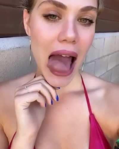 Beautiful lips and long tongue