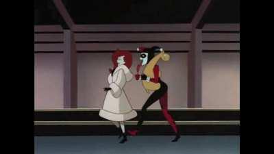Bruce Wayne gets abducted by Poison Ivy and Harley Quinn, forced to pay for their Christmas shopping spree [from the episode 