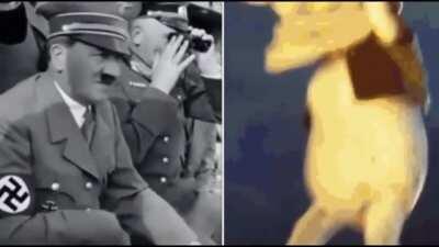 /oldschoolcool. Hitler can’t refrain moving it at racist frog concert🐸