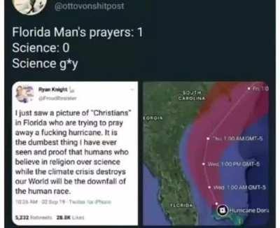 Florida man send prayers and works