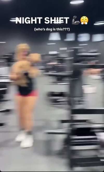 Gym legs, and a dog