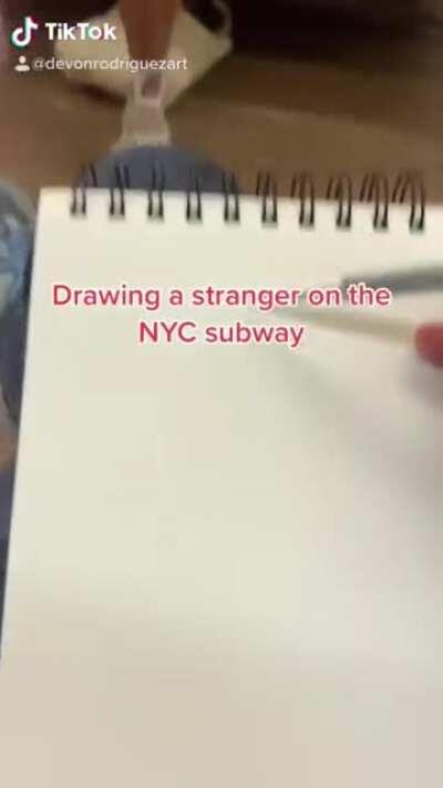 Drawing realistic portraits of strangers on the NYC subway