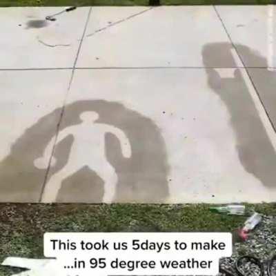 Stop motion animation made on a sidewalk