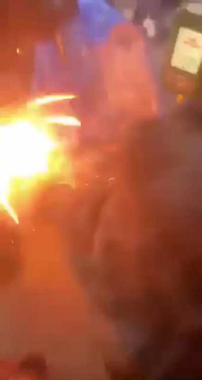 People getting shot by fire works on a bus in my area