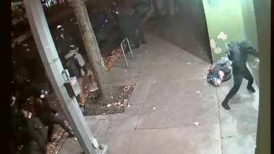 Security video released of violent Antifa/BLMers/anarcho-Democrats destroying church and terrorizing sleeping homeless man