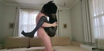 African Girl Trying Her First White Cock