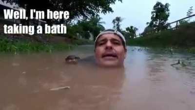 Drowning man is stalked by a bloodthirsty predator