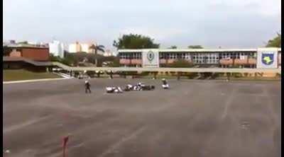 Doing motorcycle stunts to the sound of 