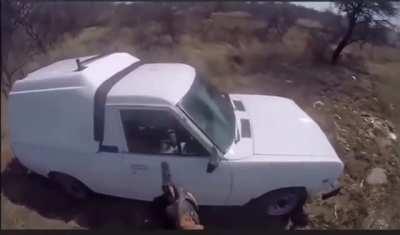 Police chase in South Africa. Suspects immobilized.