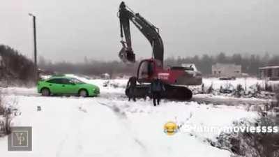 Don't mess around with an excavator operator