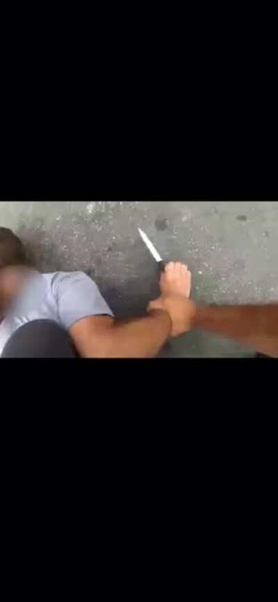 Brazilian man with a knife tries to attack cop and gets what he deserved