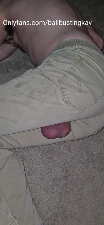 I love the sound of my foot hitting his balls