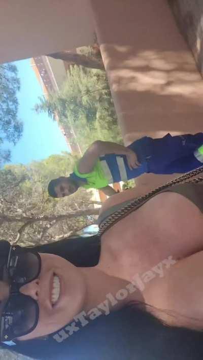 I think this guy enjoyed me wearing a see through mini skirt and flashing my pussy in a micro thong on my walk through town today