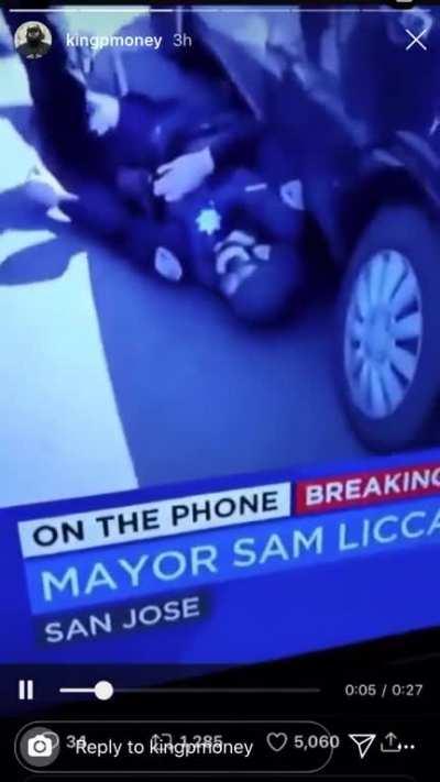 Cop throws Civillians phone and gets knocked the F out.