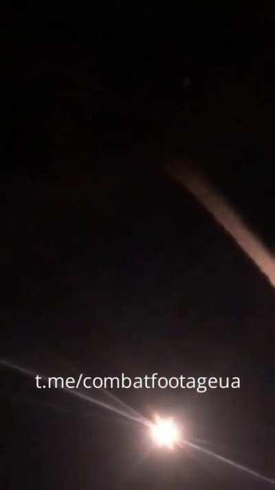 The shooting down of a Russian X-101 cruise missile flying towards the city of Dnipro by Ukrainian air defence forces.
