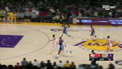 [Highlight] LeBron gets the steal and finds Monk for the fastbreak slam!