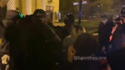 Fight breaks out outside the white house.