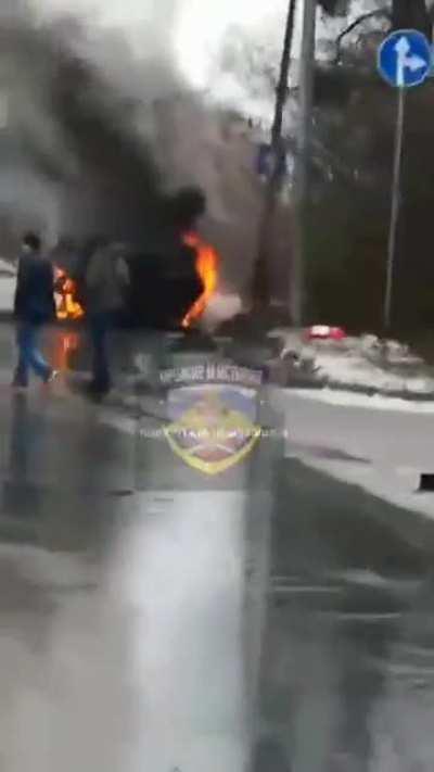 (25/02/22) Russian APC taken out near Chuhuiv, Kharkiv Oblast