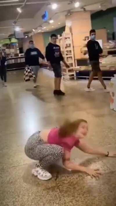 The old lady with the shopping cart will never recover from this