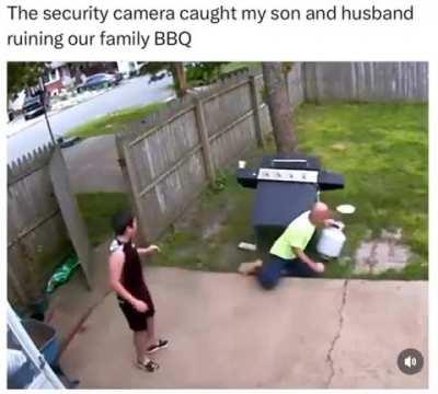 Father and son goofing around 