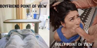 After leaving you in the hospital after beating your ass, it didn't take me long to find your gf. She'll join you in there soon with a sore jaw and a broken back when I'm done with her, cuckie.