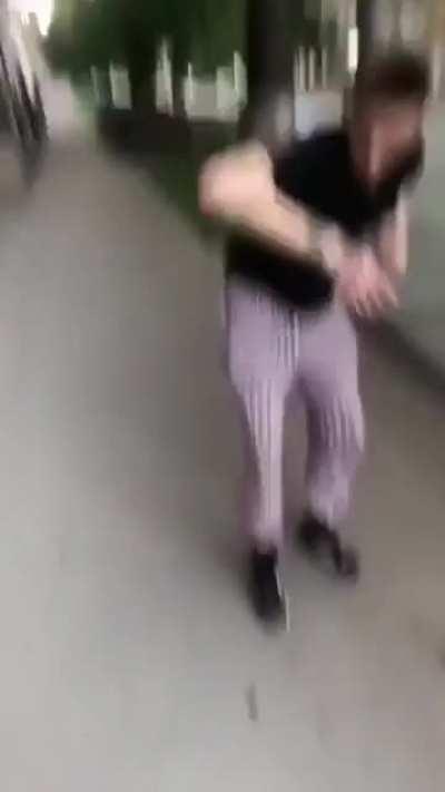 Punching a bus stop.