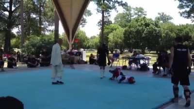 Kickboxing nut shot from one of my fights. (Also funny 