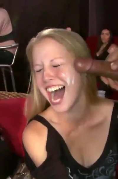Amazing Party Girl Happily Taking Her Facial