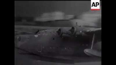 Short Sunderland flying boat of No. 10 Squadron RAAF taking off in 1940