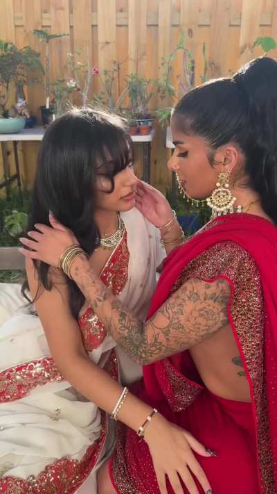2 desi girls lesbians kissing smooching