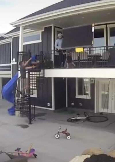 While I help get the tv down a story........