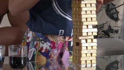 Upskirt panties lace underwear and one of the girls has no panties (after) on Jenga Day with Chrissy, Eva and Isabella