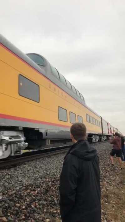 Union Pacific 4141 entering College Station, TX carrying George Bush Sr. to his final resting place at the George HW Bush Presidential Library at Texas A&M University, College Station, TX