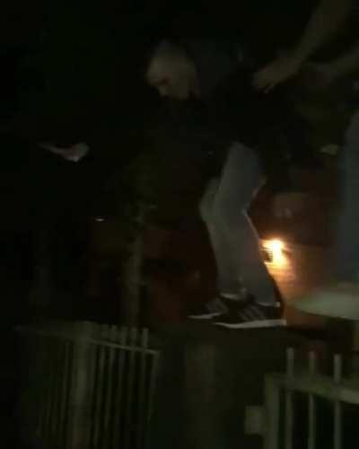 WCGW walking across a spiked fence