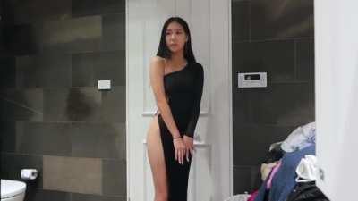 Cute Asian Australian girl goes to prom (!!!) in this insanely revealing dress [PART 1]