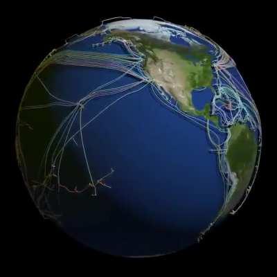 Display of The Fiber Optic Cables Underneath The Oceans