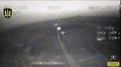 Ukraine's Security Service Central release footage of a Nighttime FPV strike on a vehicle carrying Russian troops in the Pokrovske Region [3.1.25]