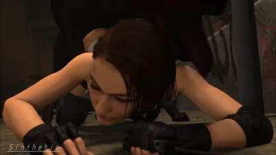 Jill turns into a blubbering mess as she’s raped by a zombie dog (sinthetic)