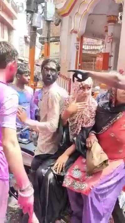 Pre Holi celebrations. Why harass others on your festivals? 