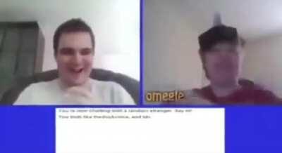 Dick hanging off his forehead