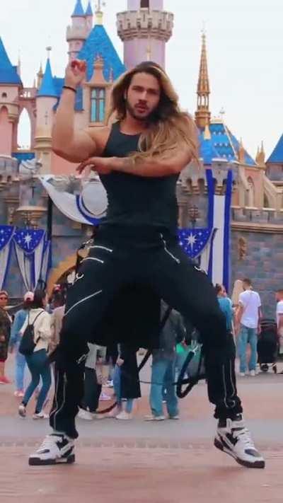 Who is more annoying Mr I can dance or the guy ruining the shot? Gotta love Disney