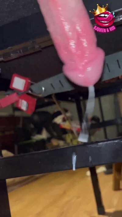 Closeup of me edging my subs cock and repeatedly ruining him on my milking table