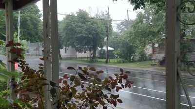 Morning rain on an (almost) deserted street