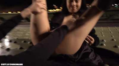 Pussy Licking on a bridge