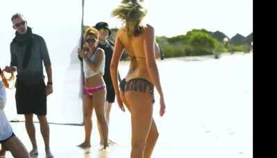 Glistening profile + slow motion side boob