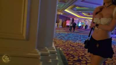 Hubby dared me to walk through the casino with my pussy showing!