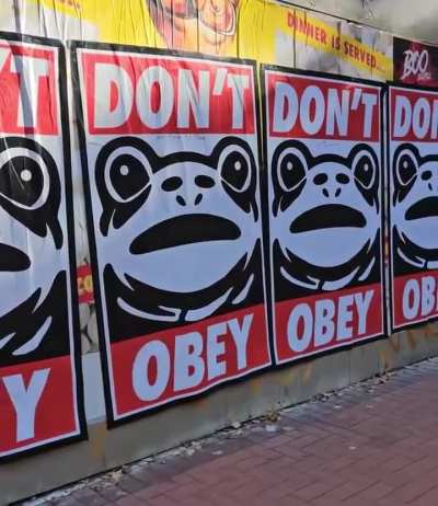 Someone put up these 'Don't Obey' posters in downtown Portland.