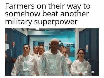 Farmers have been beating superpowers probably ever since war first started.